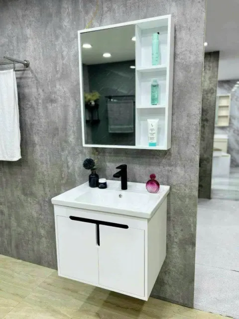 Bộ Tủ chậu lavabo cao cấp PVC chống nước size 60*48 (TC60-08)