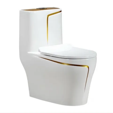 Bồn cầu nhà vệ sinh Men sứ vạch vàng T-B003