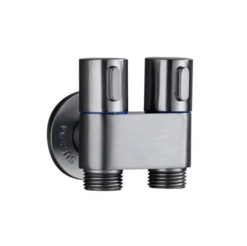 Van chia nước 2 cổng xả INOX 304 mạ Titan xám