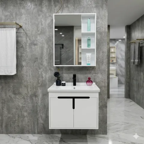 Bộ Tủ chậu lavabo cao cấp PVC chống nước size 60*48 (TC60-08)
