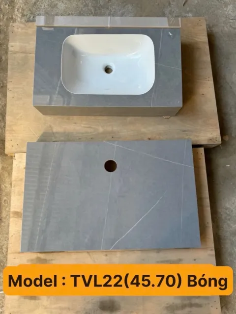 Bàn đá 2 tầng  màu xám L22 size 70*45 cm