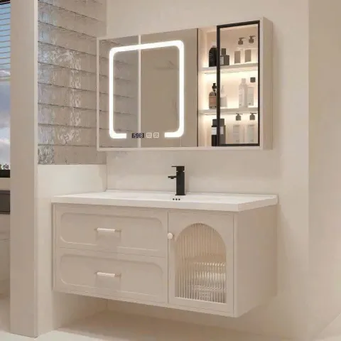 Bộ Tủ chậu lavabo cao cấp PVC chống nước size 80*48 (TC09)