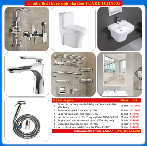 Combo thiết bị vệ sinh nhà tắm TCARE TCB-9003