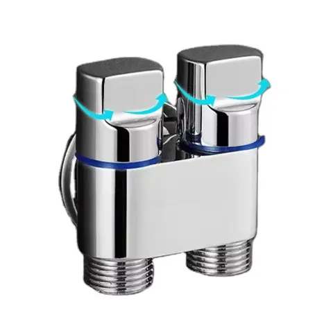 Van chia nước 2 cổng xả INOX 304 màu trắng