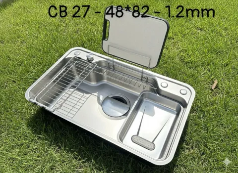 Chậu rửa bát cao cấp xuất nhật inox 304 size 82*48 bề mặt tráng ion bạc