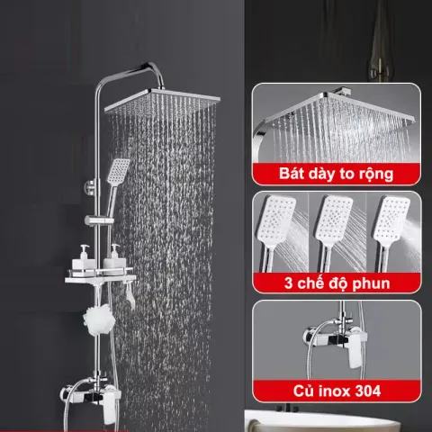 Bộ sen cây tắm đứng Khóa Van 2 tầng
