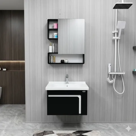 Bộ Tủ chậu lavabo cao cấp PVC chống nước size 60*48 (TC60-07)