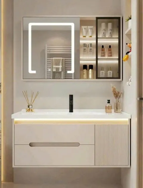 Bộ Tủ chậu lavabo cao cấp PVC chống nước size 80*48 (TC08)
