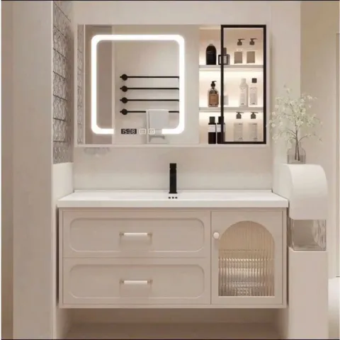 Bộ Tủ chậu lavabo cao cấp PVC chống nước size 80*48 (TC05)