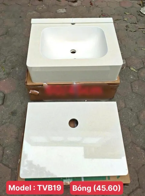 Bàn đá 2 tầng bo viềm size 60*45 cm màu trắng