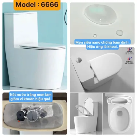   Bồn cầu vệ sinh nhà tắm men hiệu ứng lá khoai -6666