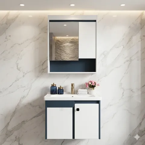 Bộ Tủ chậu lavabo cao cấp PVC chống nước size 60*48 (TC60-10)