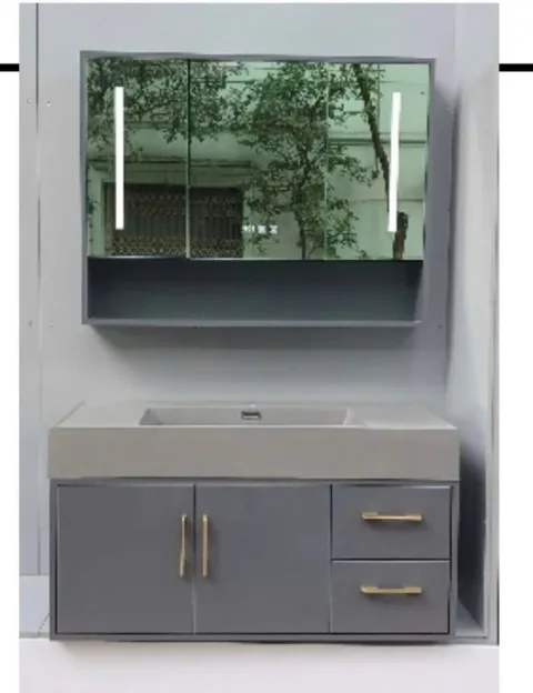 Bộ Tủ chậu lavabo cao cấp PVC chống nước màu xám  size 80*48  (tc 15)