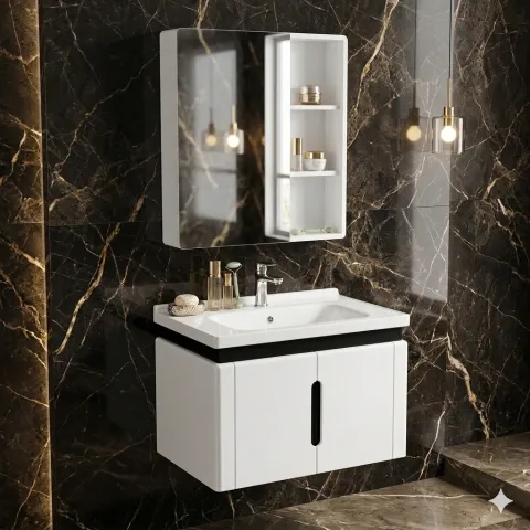 Bộ Tủ chậu lavabo cao cấp PVC chống nước size 60*48 (TC60-04)