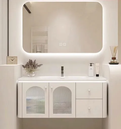 Bộ Tủ chậu lavabo cao cấp PVC chống nước size 80*48 (TC10)