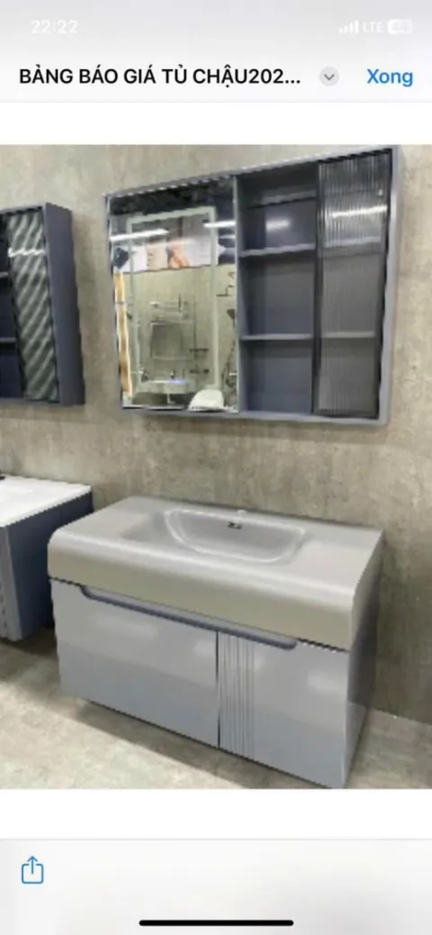 Bộ Tủ chậu lavabo cao cấp PVC chống nước màu xám  size 80*48  (tc 14)