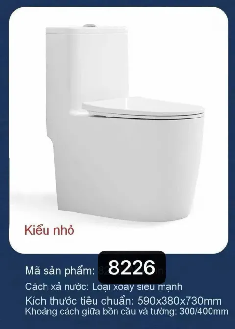 Bồn cầu vệ sinh nhà tắm men sứ Aqua - ceramic - size nhỏ 590cm - 8226
