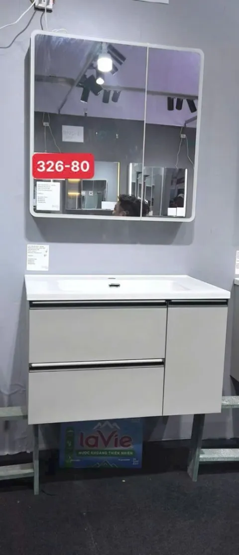Bộ Tủ chậu lavabo INOX LÕI NHÔM  chống nướC size 80*48 TCARE  LE 326