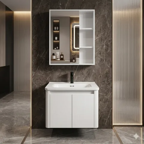 Bộ Tủ chậu lavabo cao cấp PVC chống nước size 60*48 (TC60-01)