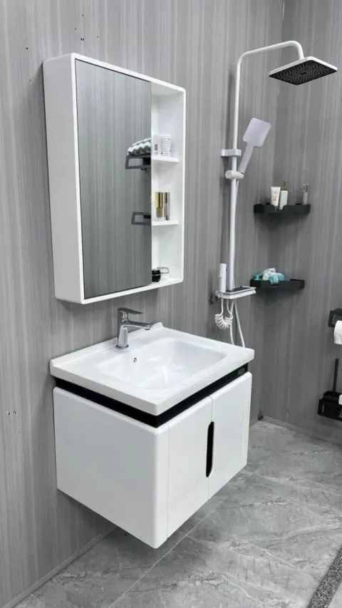 Bộ Tủ chậu lavabo cao cấp PVC chống nước size 60*48 (TC60-04)