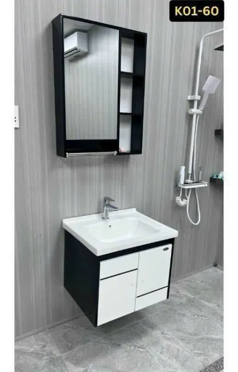 Bộ Tủ chậu lavabo cao cấp PVC chống nước size 60*48 (TC60-05)