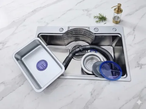 Chậu rửa bát bán nguyệt Inox 304 size 75*46 cm