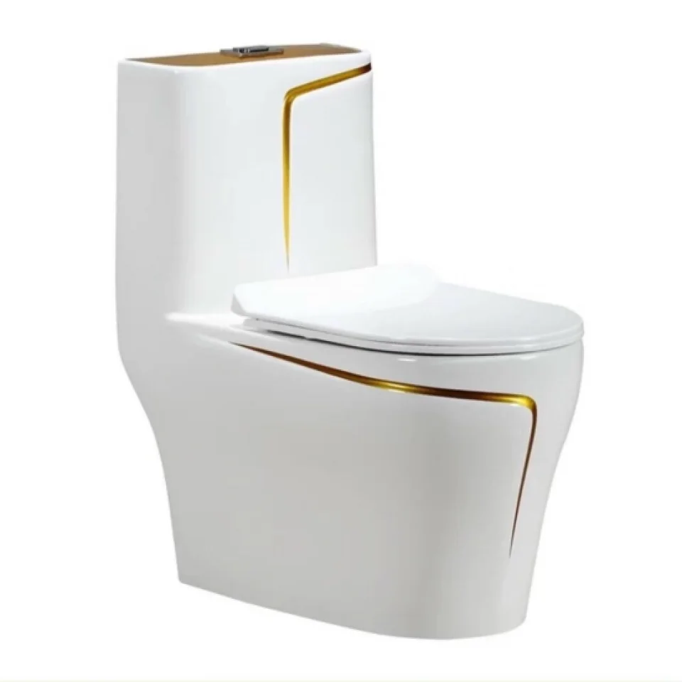 Bồn cầu nhà vệ sinh Men sứ vạch vàng T-B003