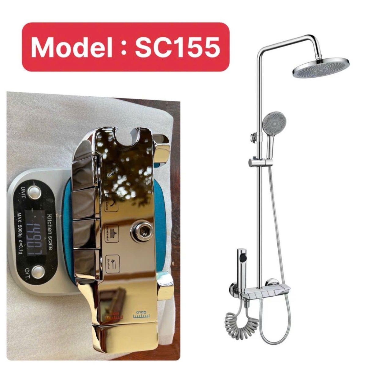 Bộ sen cây tắm đứng nóng lạnh TCARE TS- 155 PHÍM ĐÀN