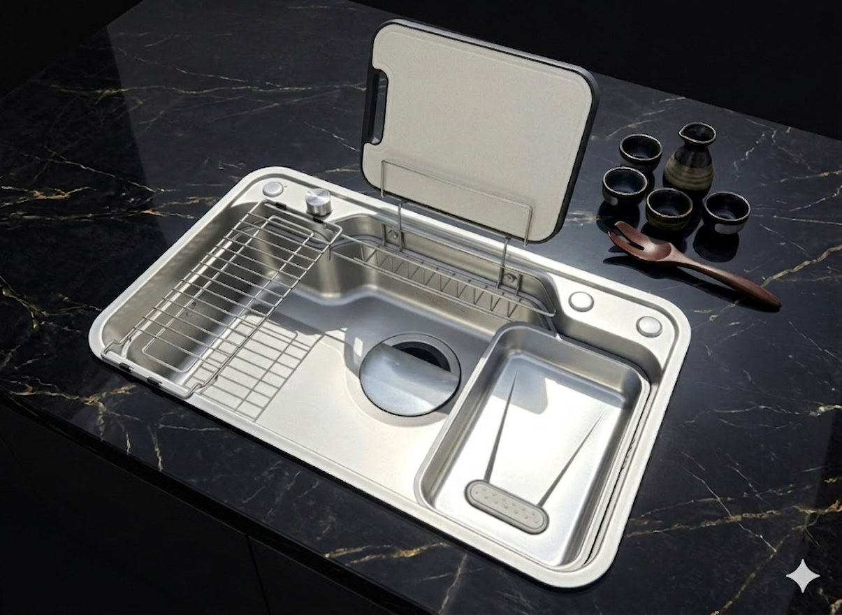 Chậu rửa bát cao cấp xuất nhật inox 304 size 82*48 bề mặt tráng ion bạc