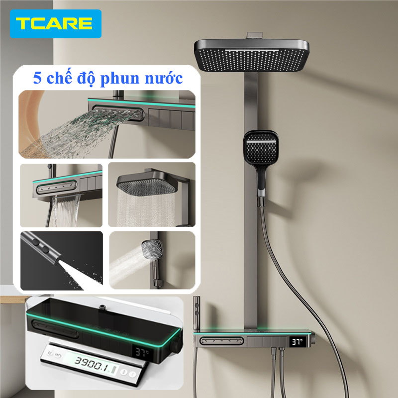 Bộ sen cây tắm đứng 5 chế độ có Massage hiển thị LED nhiệt độ TCARE TS 4015